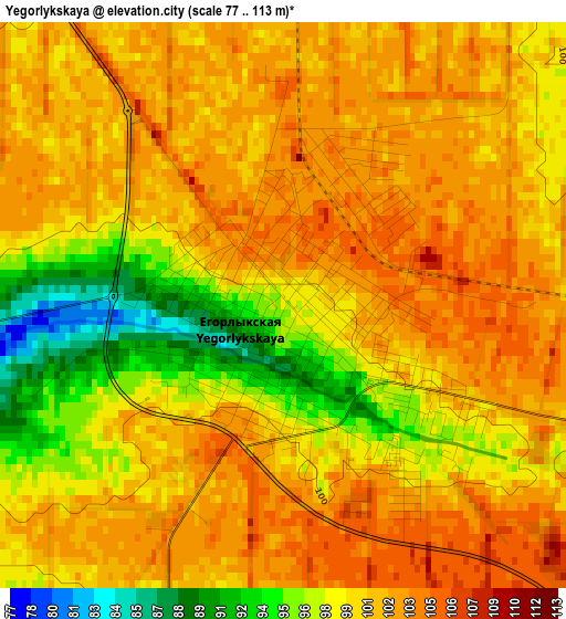 Yegorlykskaya elevation map