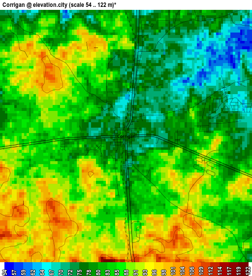 Corrigan elevation map