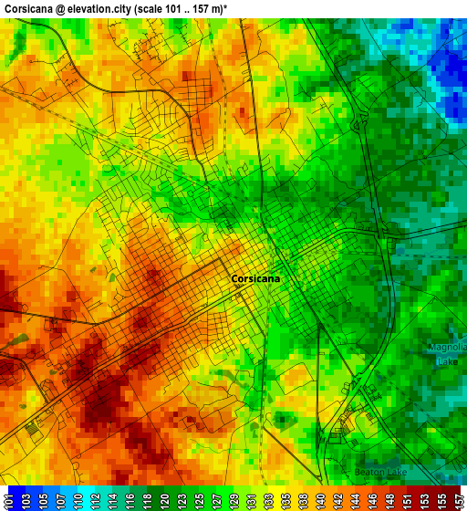 Corsicana elevation map