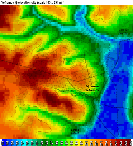 Yefremov elevation map