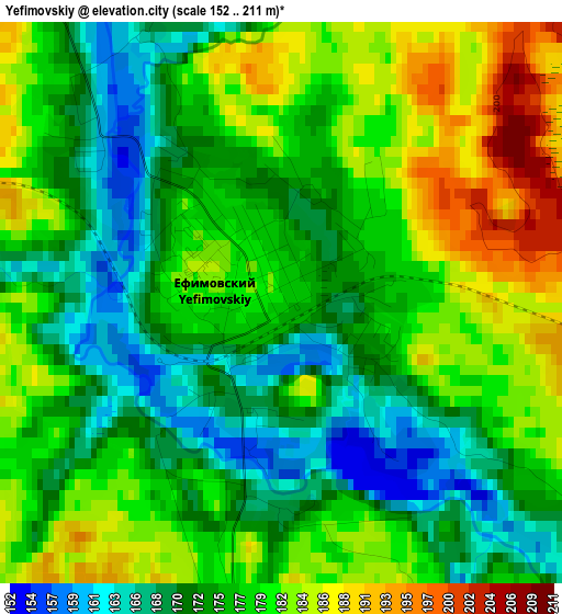 Yefimovskiy elevation map