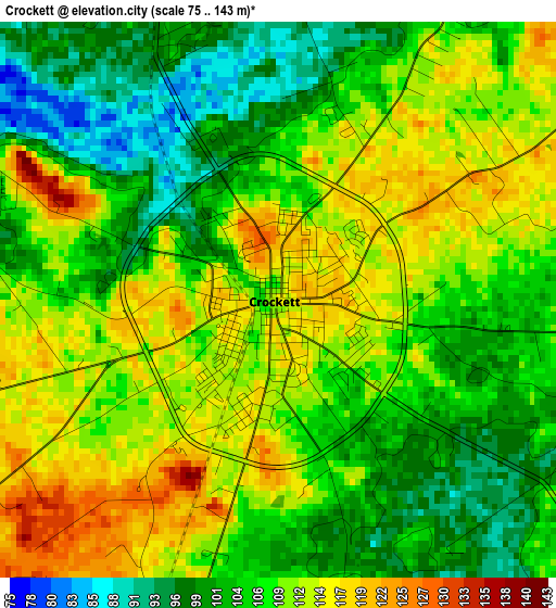 Crockett elevation map