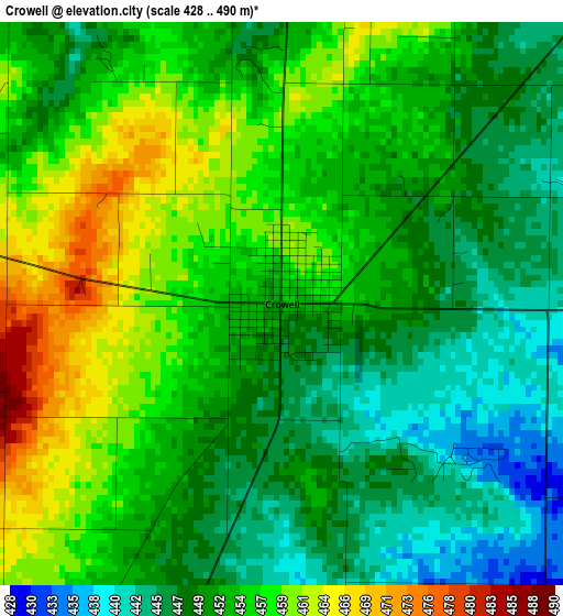 Crowell elevation map