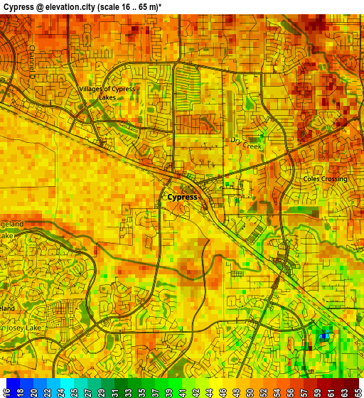 Cypress elevation map