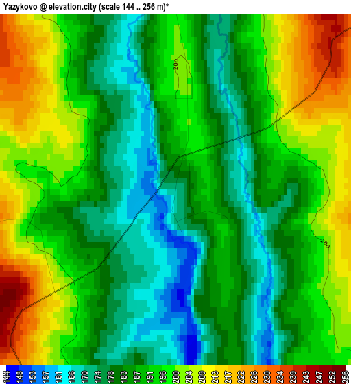 Yazykovo elevation map