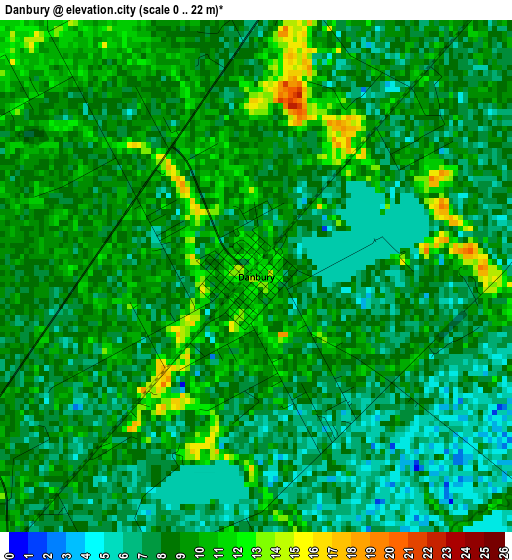 Danbury elevation map