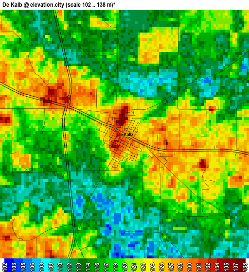 De Kalb elevation map