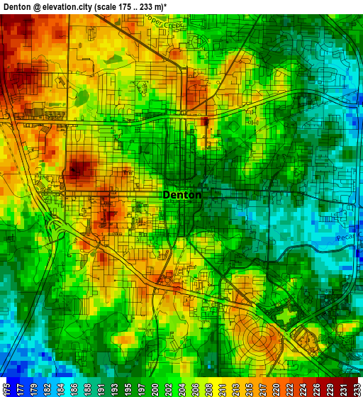 Denton elevation map