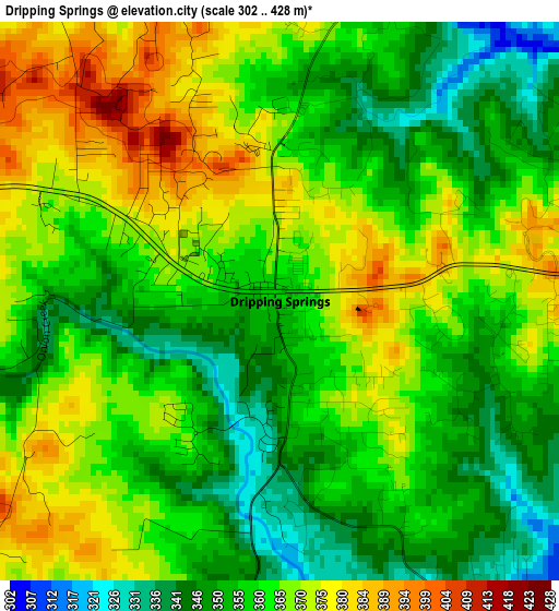 Dripping Springs elevation map