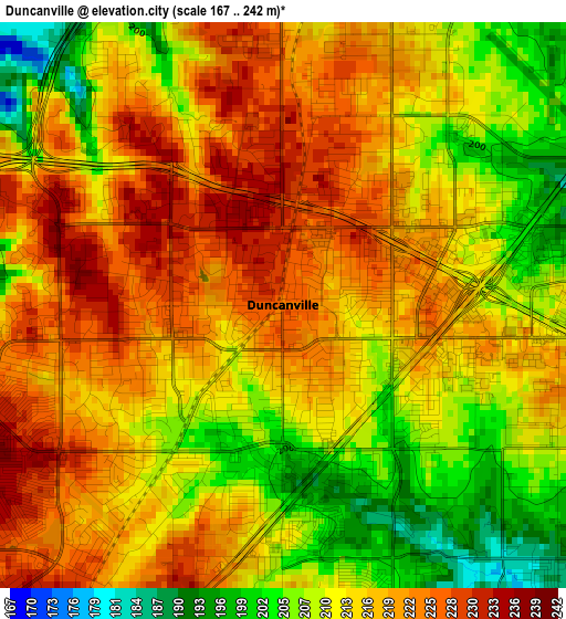 Duncanville elevation map