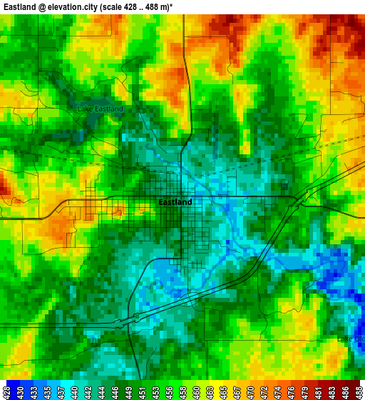 Eastland elevation map