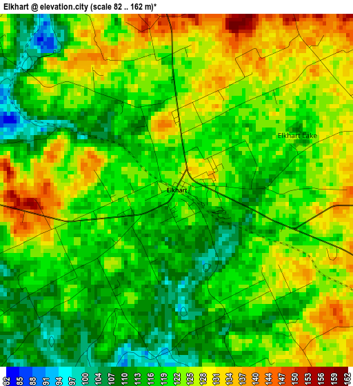 Elkhart elevation map