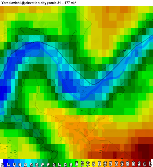 Yaroslavichi elevation map