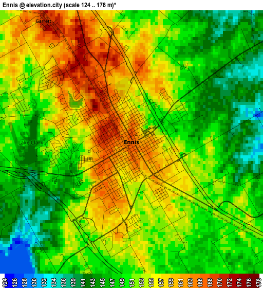 Ennis elevation map