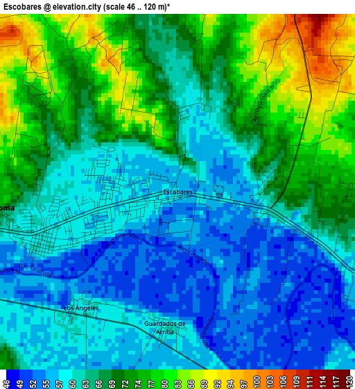 Escobares elevation map