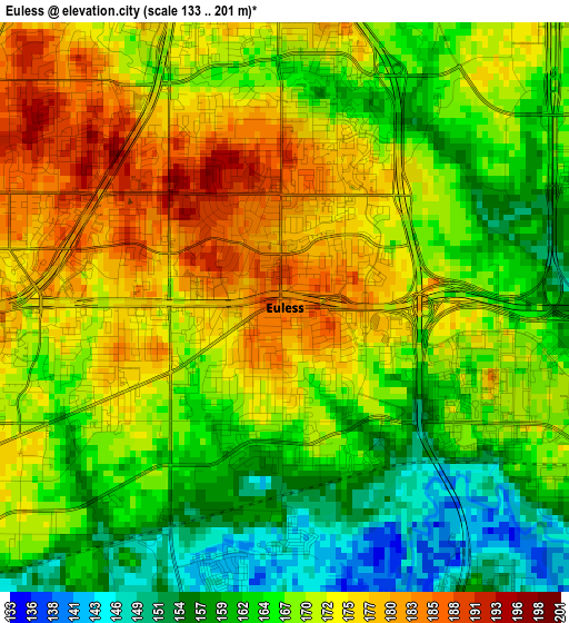 Euless elevation map