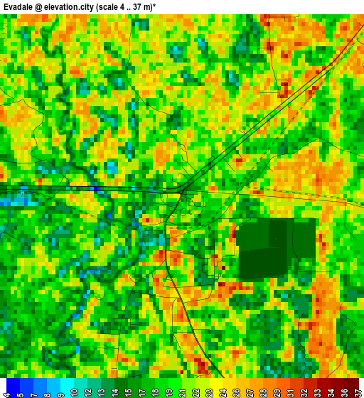 Evadale elevation map