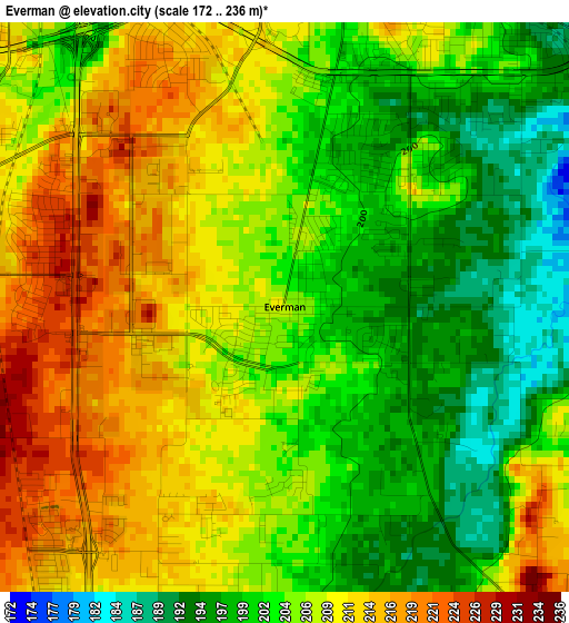 Everman elevation map