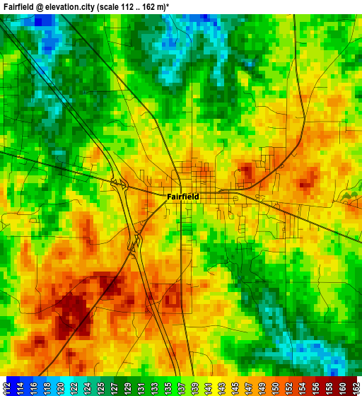 Fairfield elevation map