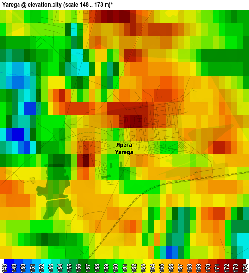 Yarega elevation map