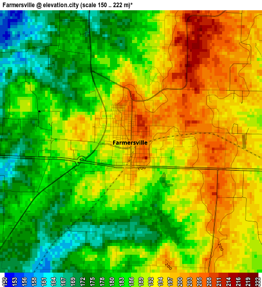 Farmersville elevation map