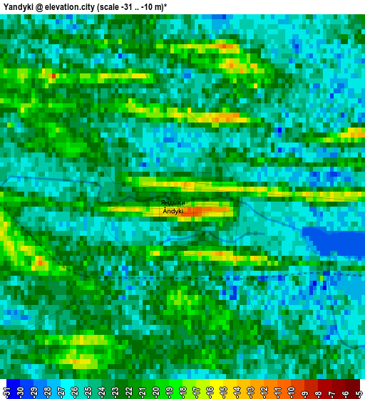 Yandyki elevation map