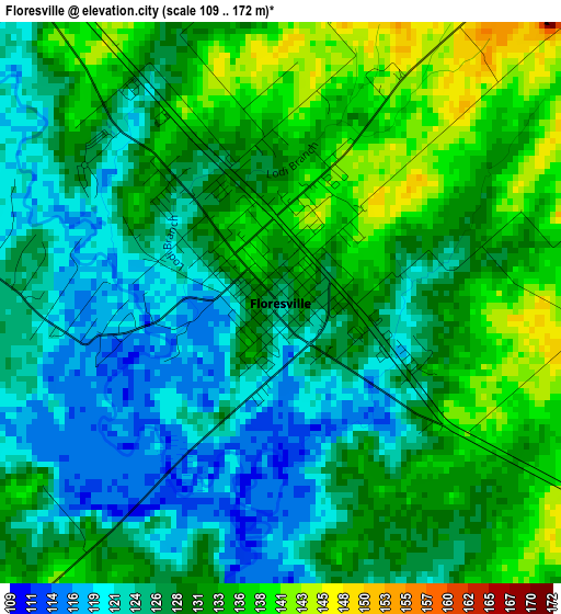 Floresville elevation map