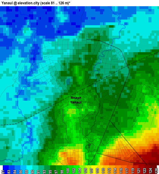 Yanaul elevation map