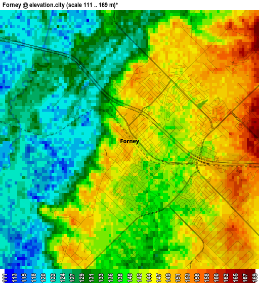 Forney elevation map