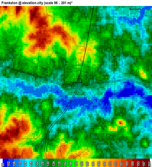 Frankston elevation map