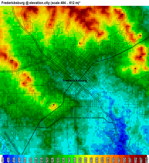 Fredericksburg elevation map