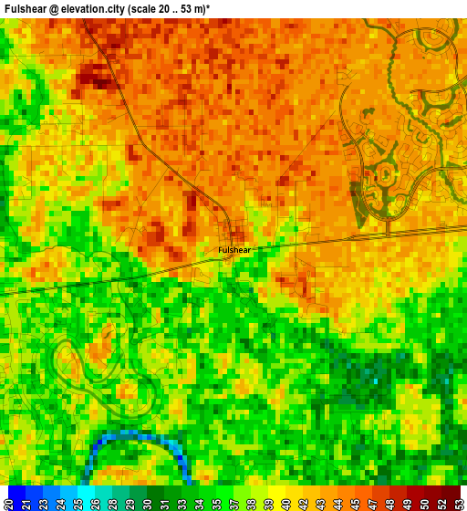 Fulshear elevation map