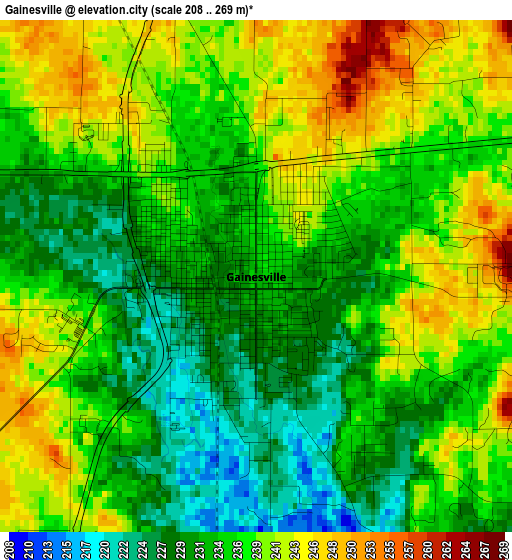 Gainesville elevation map