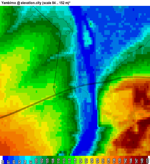 Yambirno elevation map