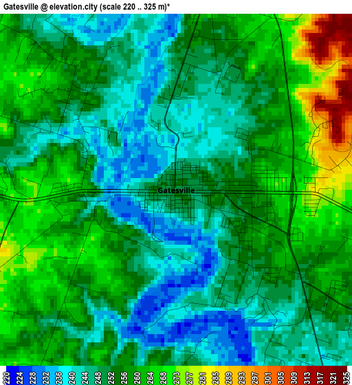 Gatesville elevation map