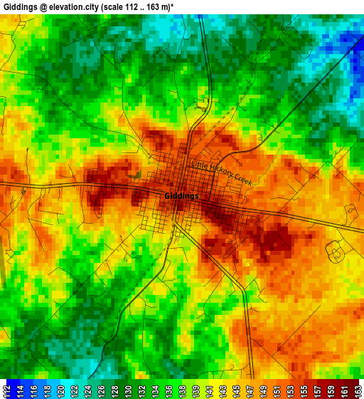 Giddings elevation map