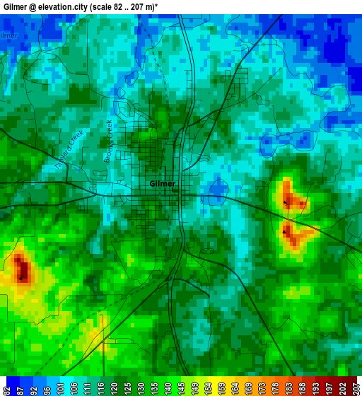 Gilmer elevation map