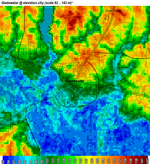 Gladewater elevation map