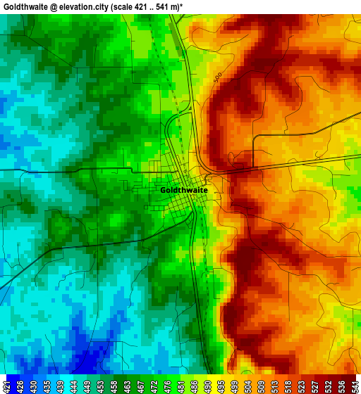 Goldthwaite elevation map