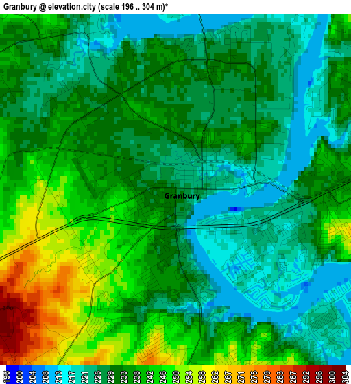 Granbury elevation map