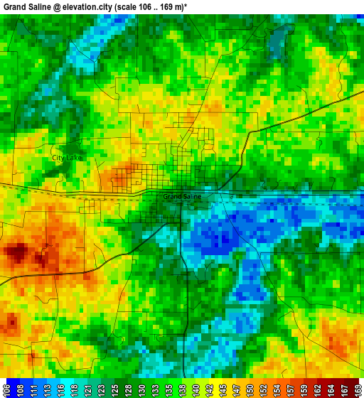 Grand Saline elevation map