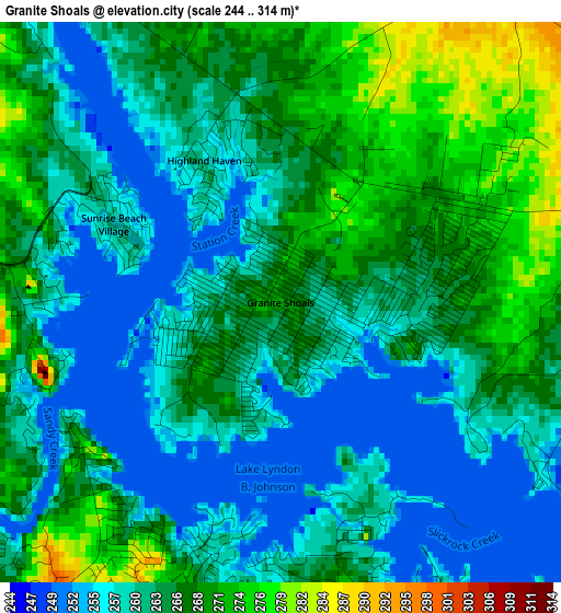 Granite Shoals elevation map