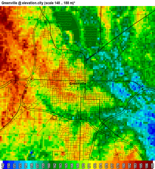 Greenville elevation map