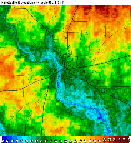 Hallettsville elevation map