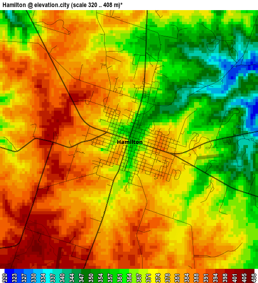 Hamilton elevation map