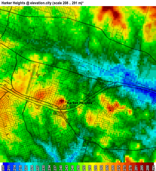 Harker Heights elevation map