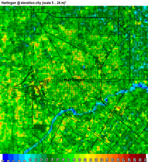 Harlingen elevation map