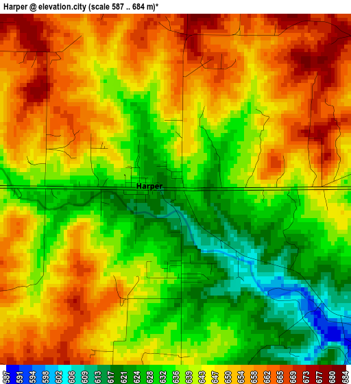 Harper elevation map