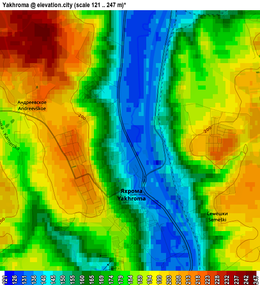 Yakhroma elevation map