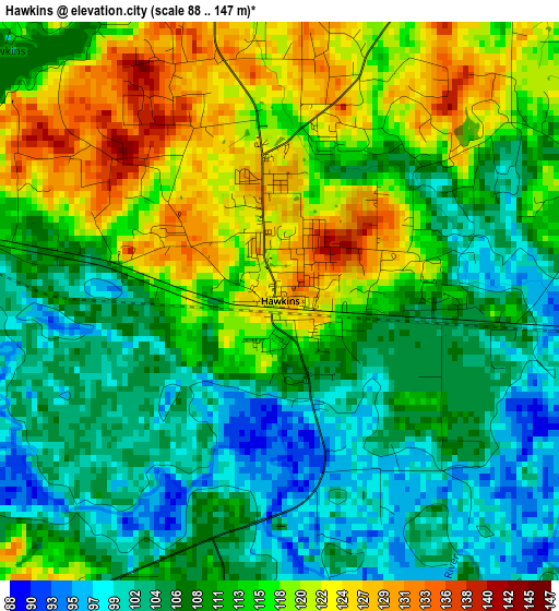 Hawkins elevation map